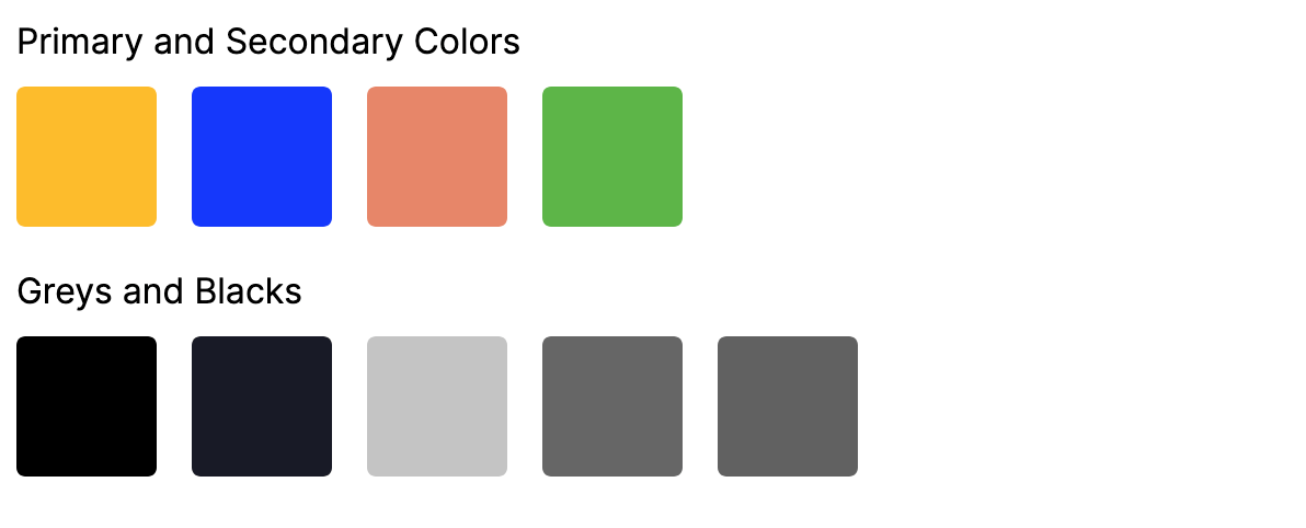 Colors found in the app